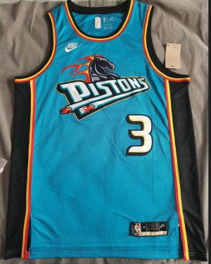 Maillot de Basket #3 Wallace Detroit Pistons 22-23 classic Bleu Brodé logos